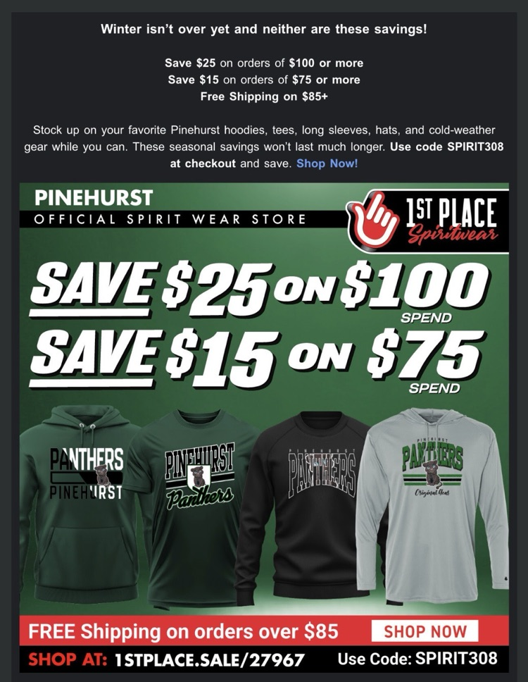 Pinehurst Panthers Spirit Wear 