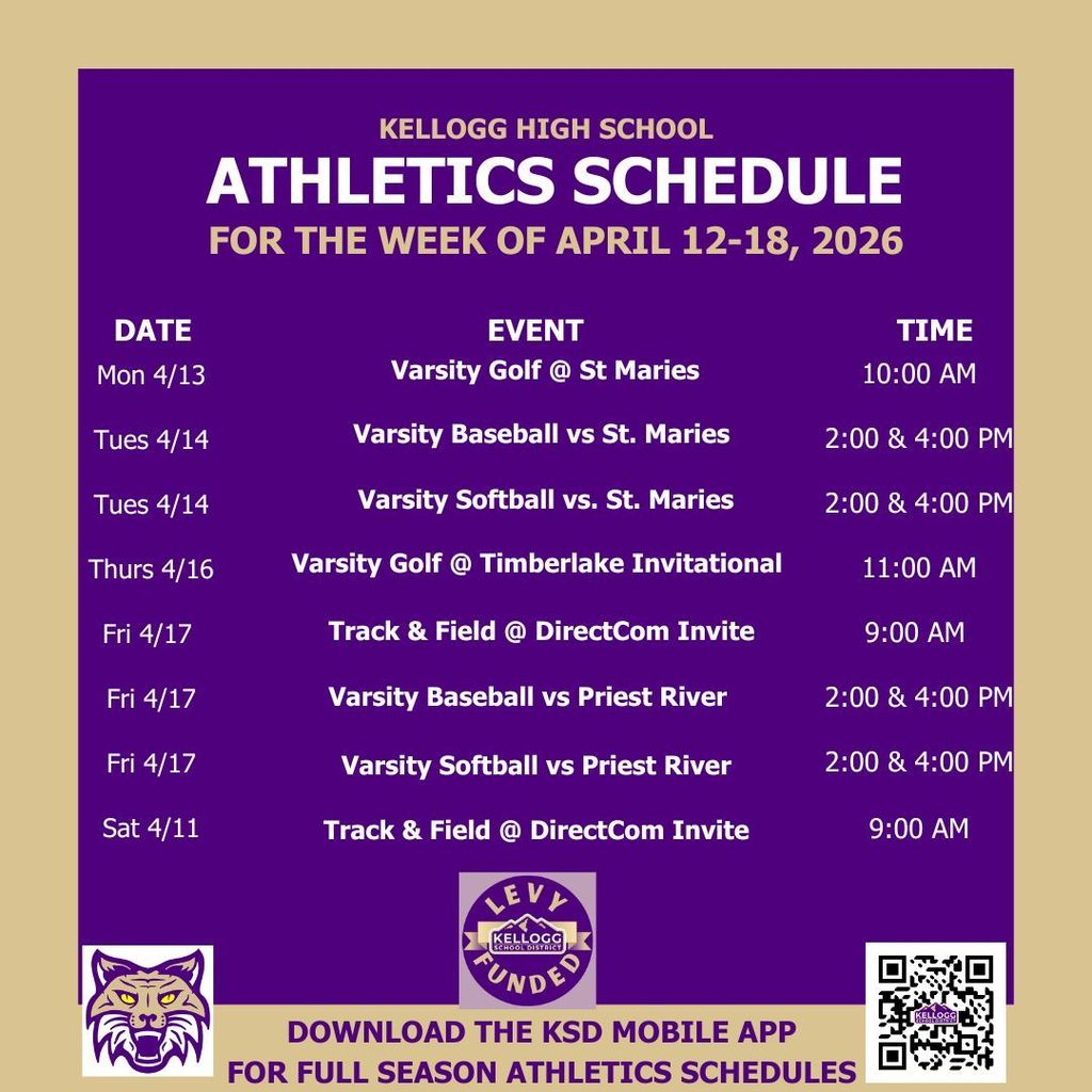 It is now truly spring and the games are on!  KHS has another busy week which starts off on Monday as the golf teams travel to St. Maries for the St. Maries Invitational.  Softball has their home opener on Tuesday with a doubleheader against St. Maries in CIL play.  First pitch is at 2 pm with the second game slated to start at 4:00 pm.  The girls are hot right now as they have won four straight, including a 27-1 romp over the Lumberjacks last week.  The boys baseball team also takes on St. Maries in a twinbill at Morehouse Field in Osburn, game times are 2 and 4 pm.  The boys look to avenge a tight 18-14 loss to St. Maries last week.  Wednesday will be our day of rest and then golf is back at it on Thursday at the Timberlake Invitational at the Twin Lakes Golf Course outside of Rathdrum.  Friday sees the Track & Field team in action against some of the best in the state at the DirectCom Invitational held at venerable Davis Field on the campus of Idaho State University in Pocatello.  There is plenty of action in this two day meet.  Baseball and softball are also home as they host Priest River for CIL doubleheaders.  First pitches at 2:00 pm at the KHS Softball Field and Morehouse Field in Osburn. 