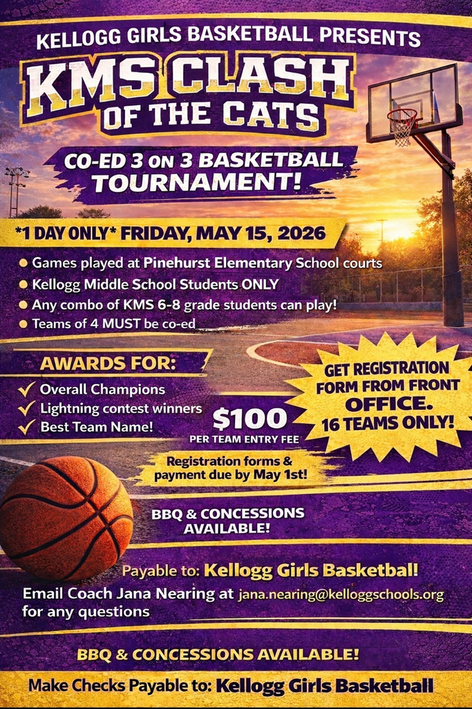 KMS Clash of the Cats May 15th Registration forms available in the KMS office!