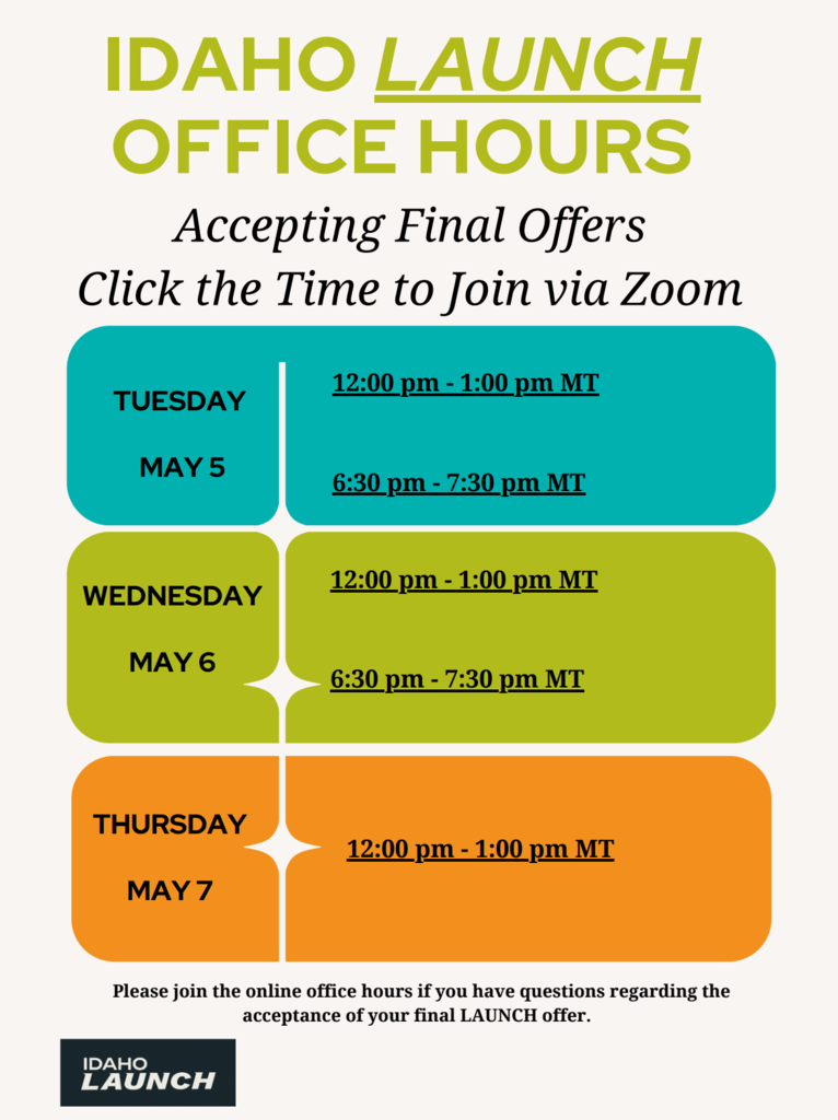 IDAHO LAUNCH OFFICE HOURS
