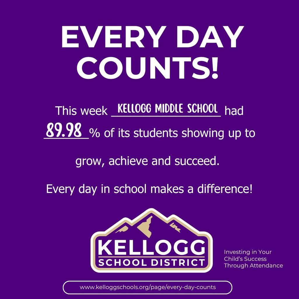 Let's finish this incredible year strong. Every day counts, even in the final week, as our students wrap up end-of-year projects, return materials, and celebrate their hard work. Thank you to our amazing families, teachers, and staff across CES, PES, KMS, and KHS for your incredible dedication to keeping attendance a priority all year long. Let's push for one last week of excellent attendance and send our students into summer break on a high note! ☀️