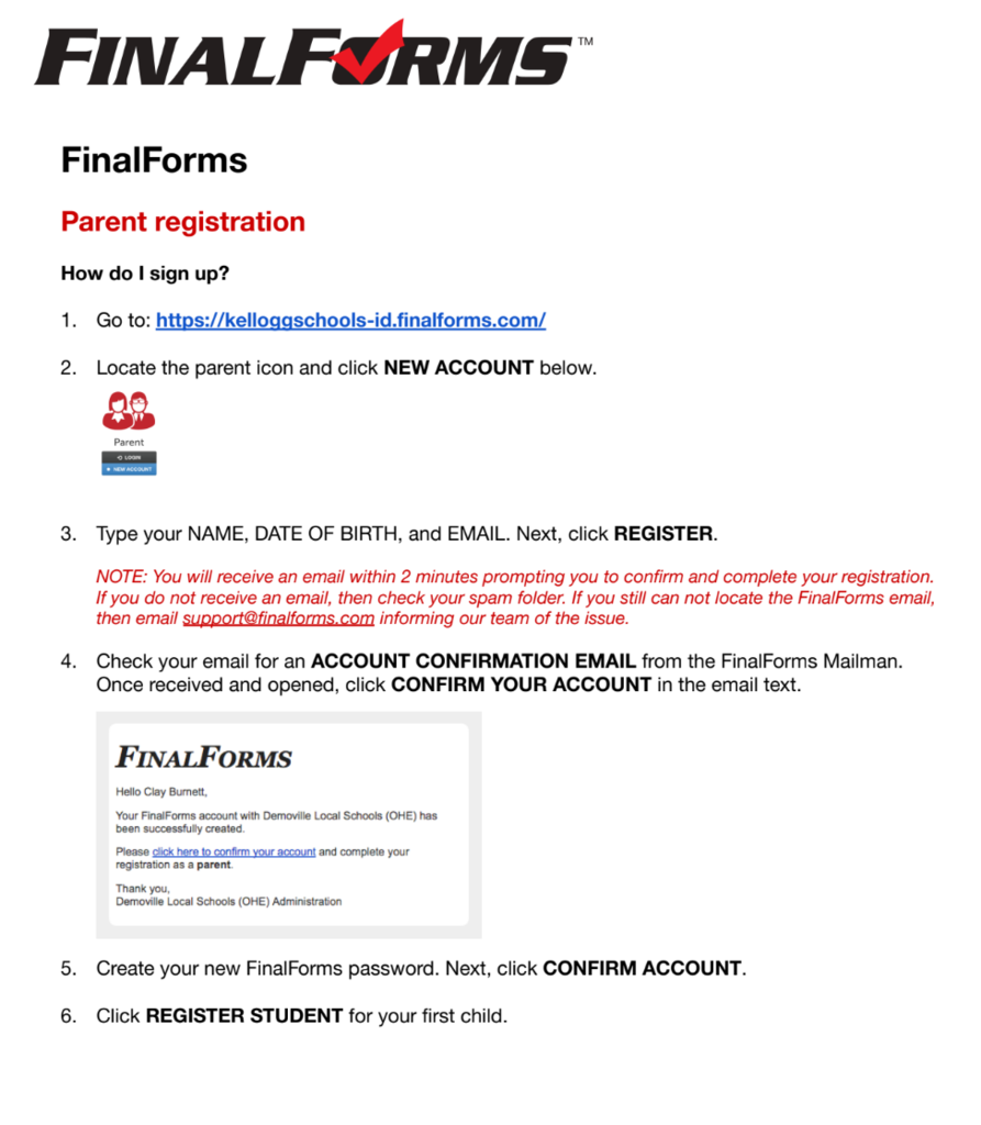 final forms parent registration