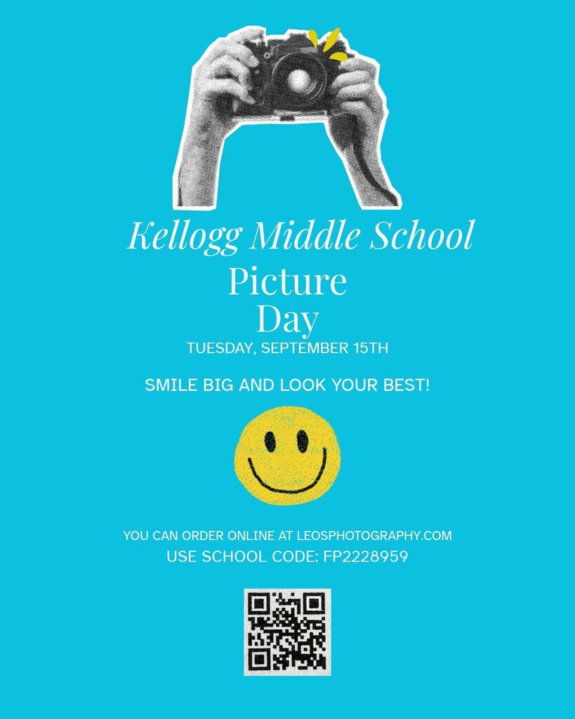 school picture day flyer. teal. 