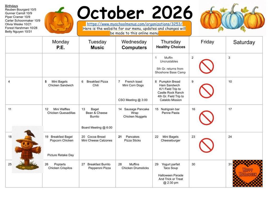 Oct Calendar