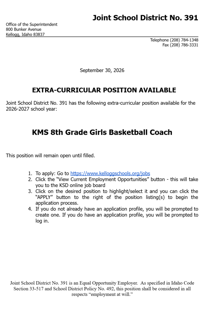 kms 8th grade girls basketball coach
