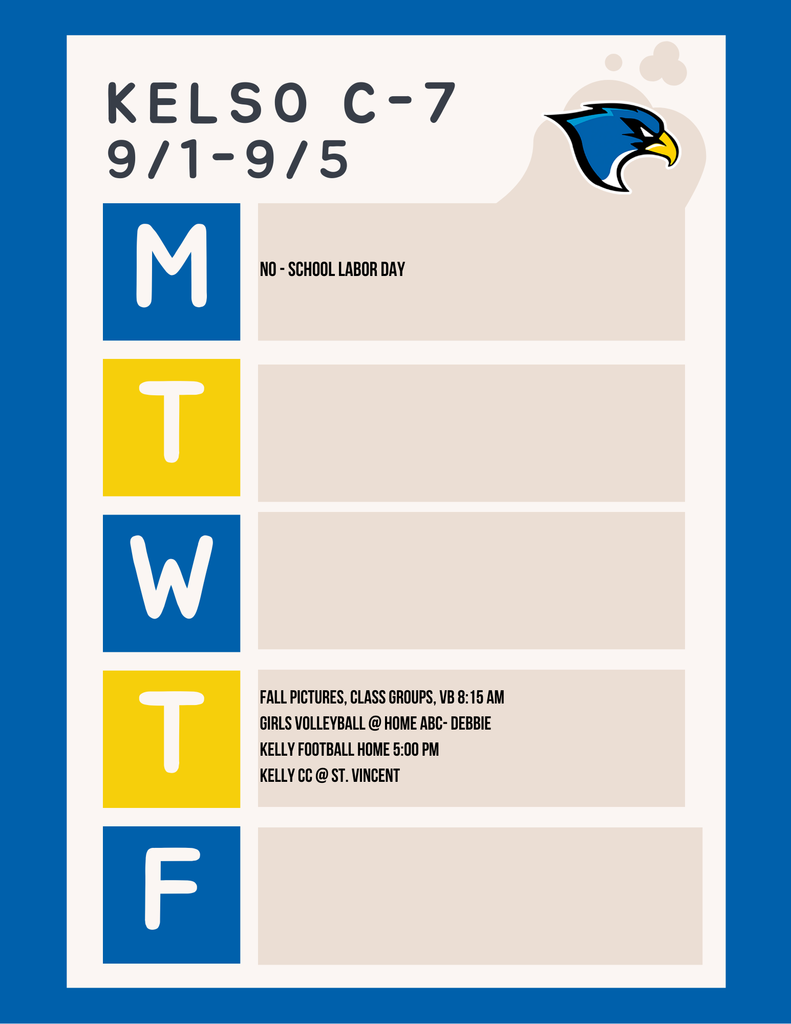 Weekly Schedule of September