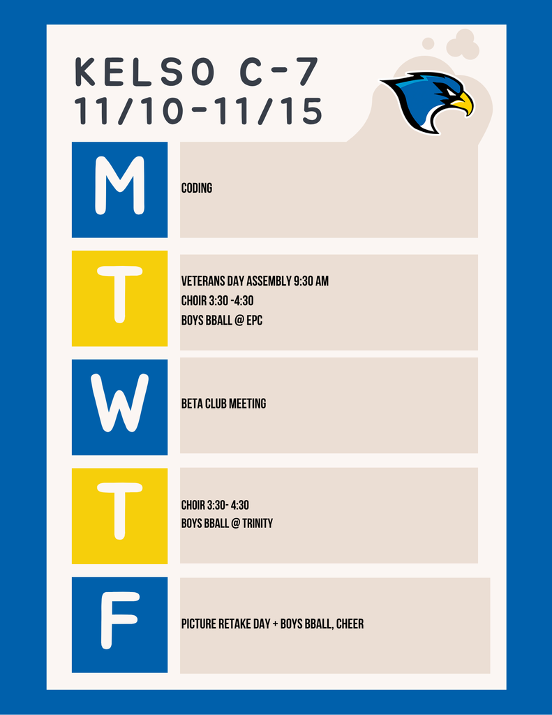 Weekly Schedule 11/10 