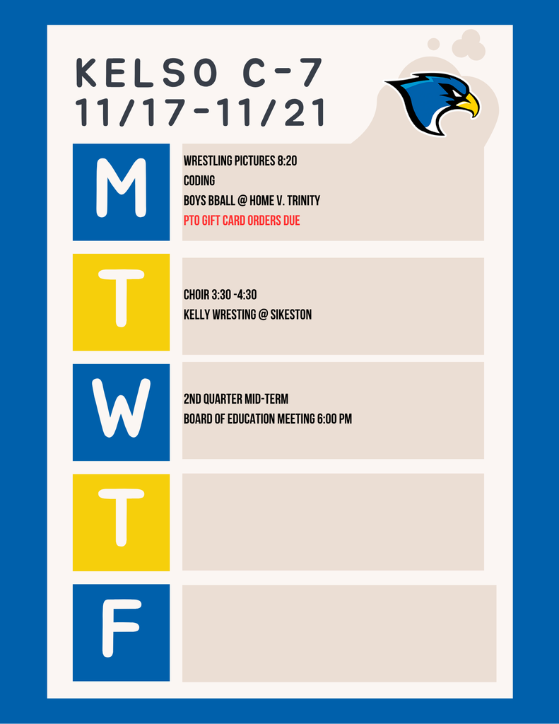 Week of 11/17 Schedule