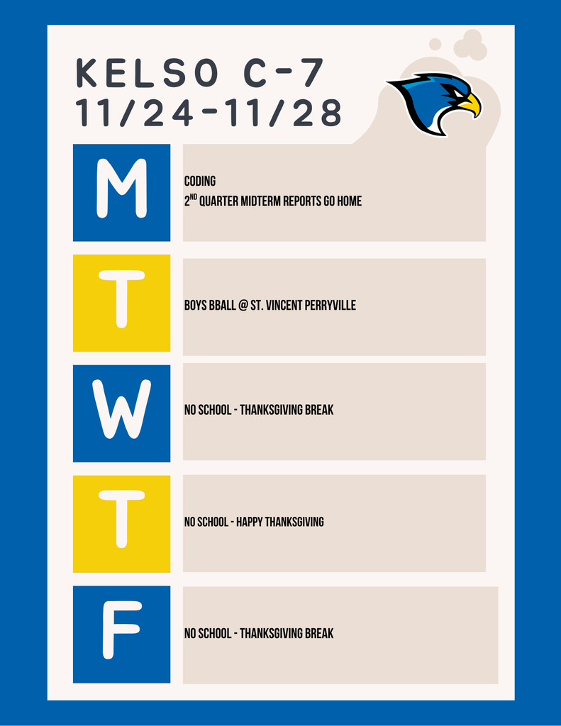 Schedule for Week of 11/24