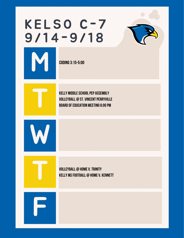 Week of 9/14 schedules 