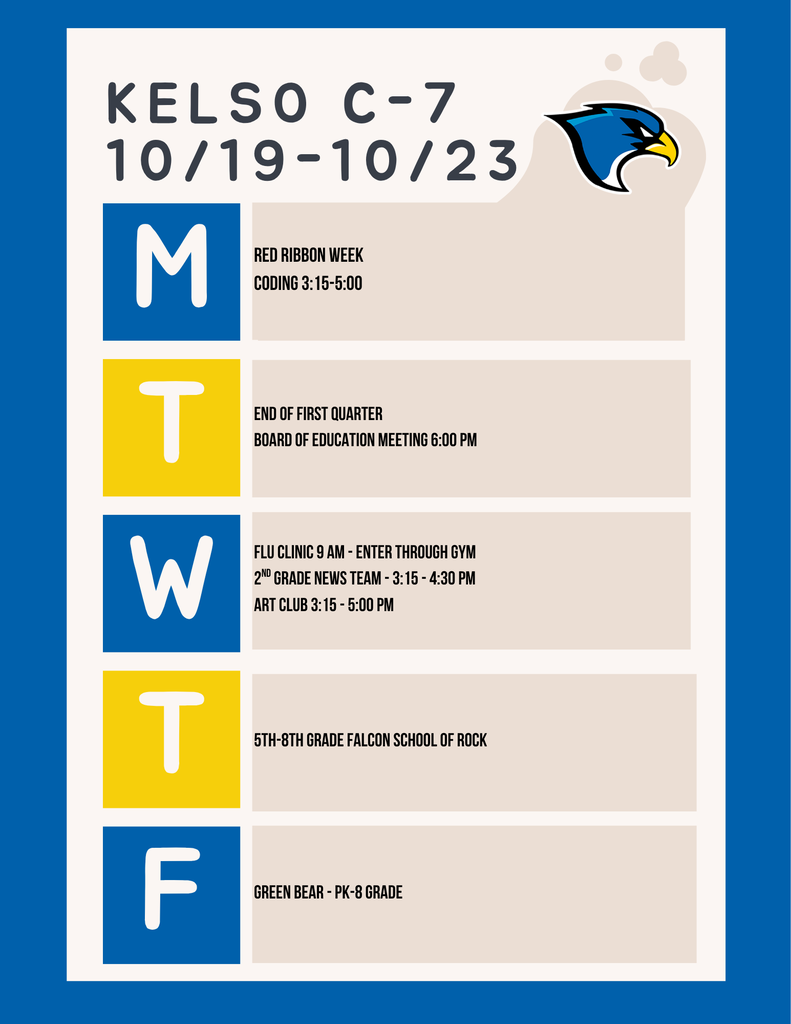 Week of 10/19 Schedule