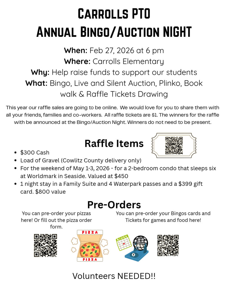 Carrolls PTO Annual Bingo/Auction Night