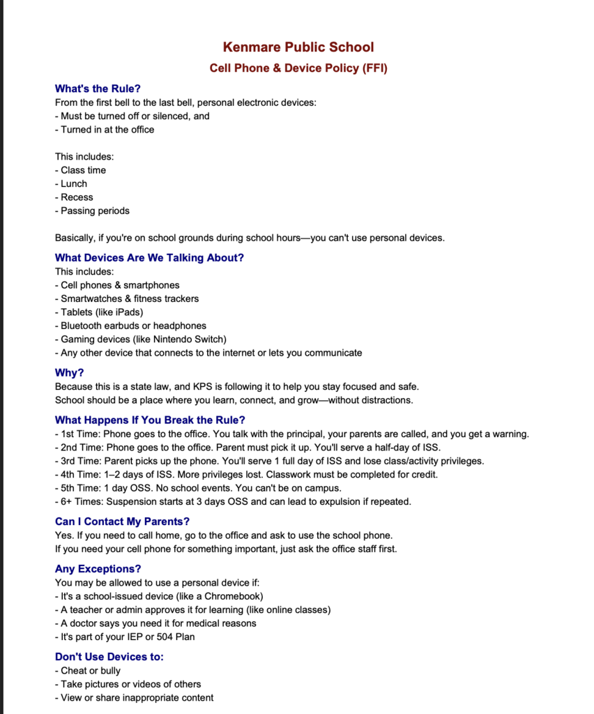 Student Handout for Electronic Devices