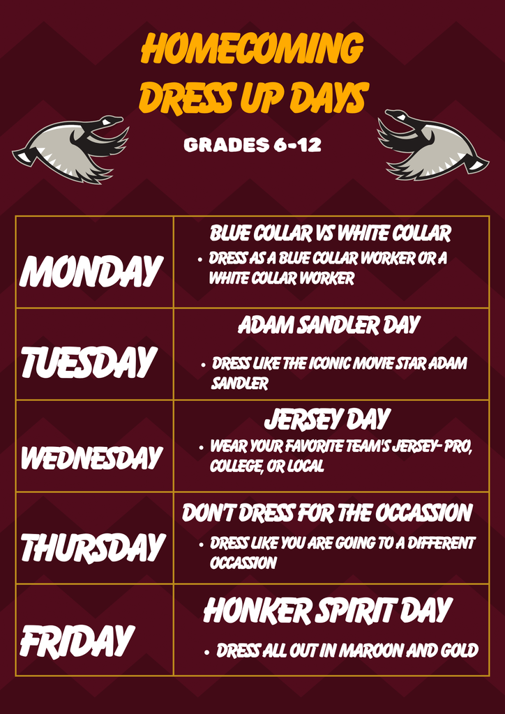 HOCO HS Dress up days