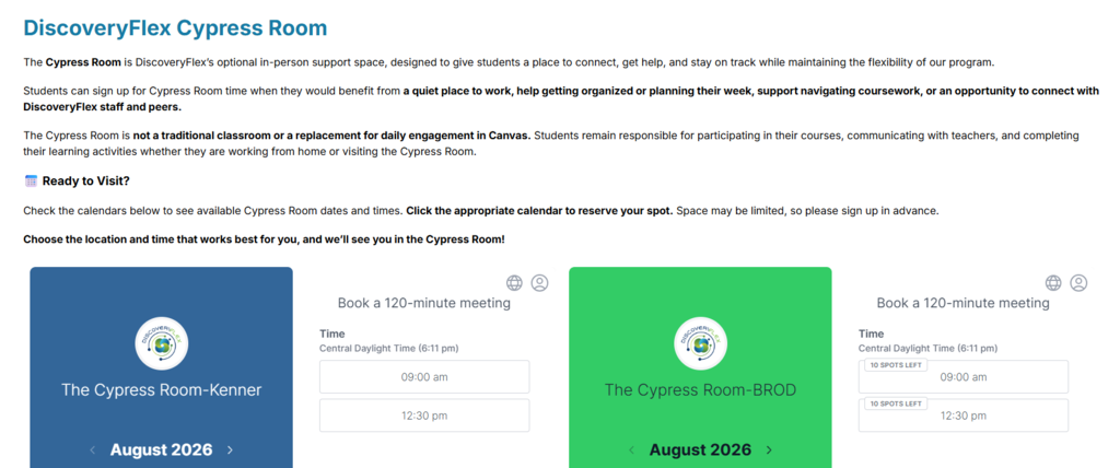 Sign Up for the Cypress Room
