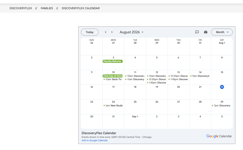 DiscoveryFlex Calendar