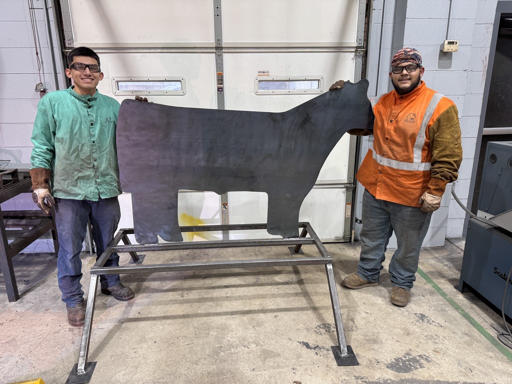 Our welding students, Gerardo Castillo and Jesus Martinez have been hard at work—check out this awesome cow design cut out on the plasma table! 