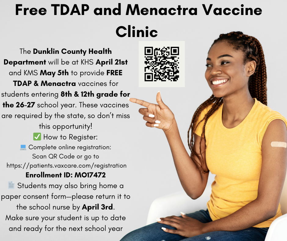 TDAP Menactra Immunization Clinic