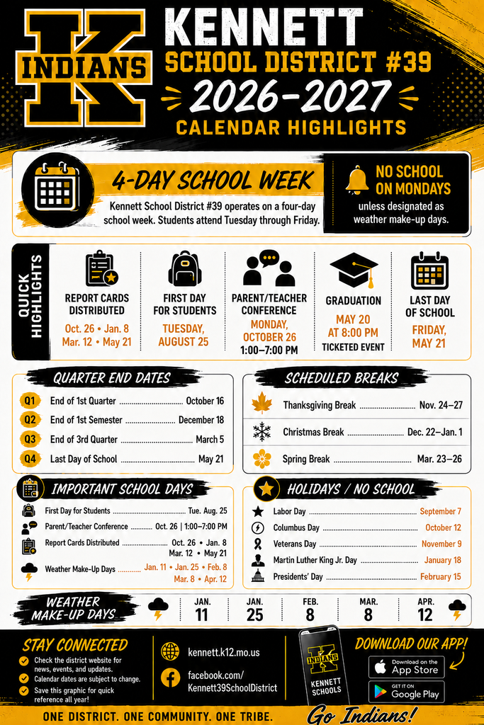 Kennett School District #39 Calendar Highlights