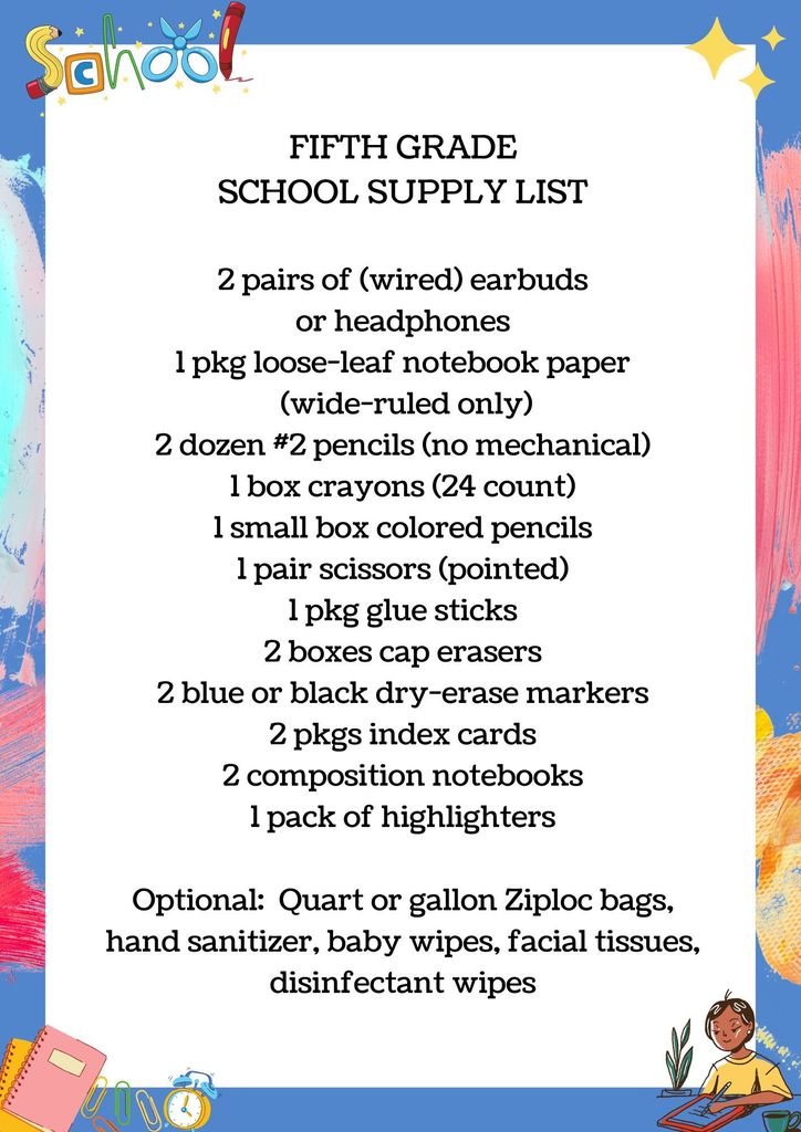 5th grade list