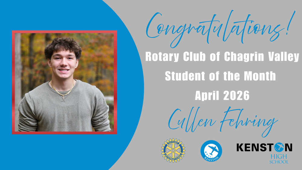 Rotary Club of Chagrin Valley - Student of the Month - April 2026 - Cullen Fehring