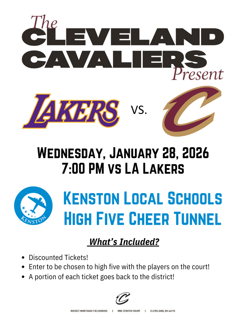 Cleveland Cavaliers Lakers vs Cavs Wednesday January 28, 2026 7 pm - Kenston Schools High Five and Cheer Tunnel