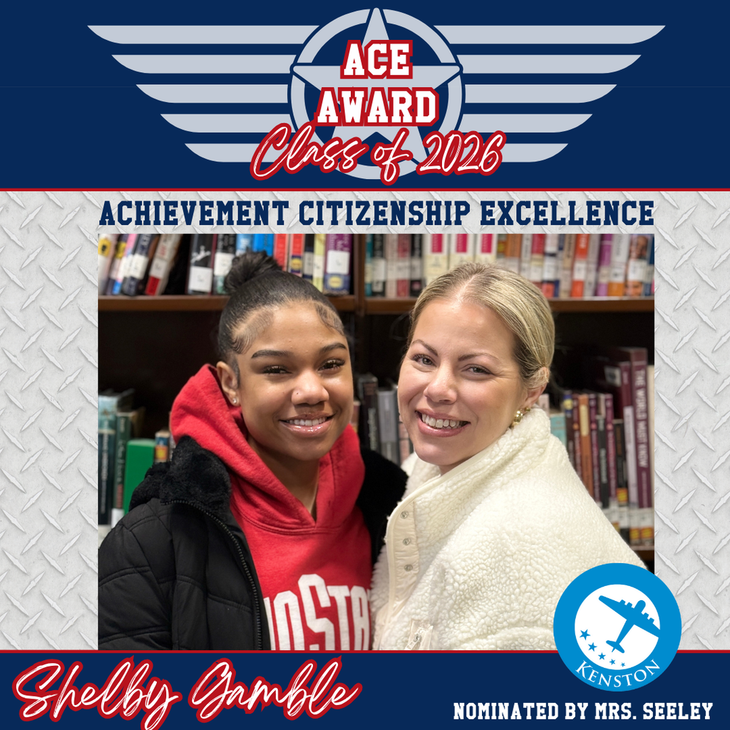 SENIOR ✈️ ACE AWARD: Congratulations to Shelby Gamble, who was nominated by 🌎 Social Studies Teacher Samantha Seeley. This award recognizes our Seniors for their Achievement - Citizenship - Excellence, as well as the teachers and staff members who honored them. ⭐ Mrs. Seeley said, “Shelby Gamble is a force! She is a natural leader who is unapologetically herself. Shelby has grit and works hard in everything she does. I can always count on Shelby to participate in class and bring great ideas and thoughts to discussions. She also has a truly empathetic heart and cares about people. I know she will do great things, but I will miss her next year when she is gone!”