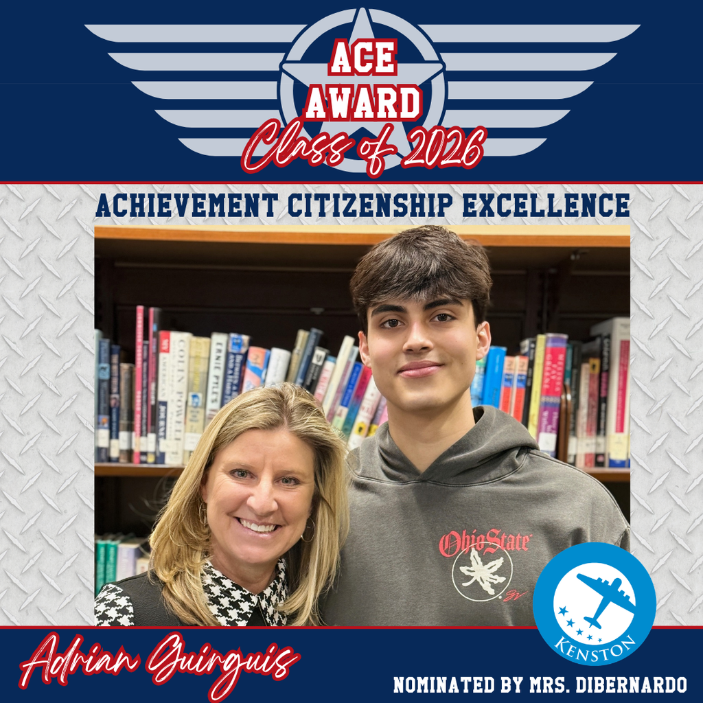 SENIOR ✈️ ACE AWARD: Congratulations to Adrian Guirguis, who was nominated by 📚  English Teacher Jeanette DiBernardo. 