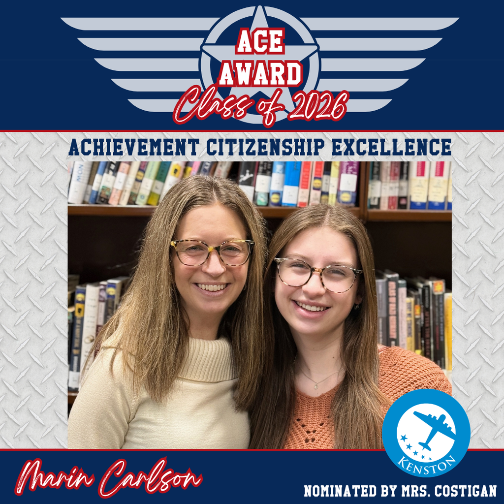 SENIOR ✈️ ACE AWARD: Congratulations to Marin Carlson, who was nominated by 📚  English Teacher Nicole Costigan.
