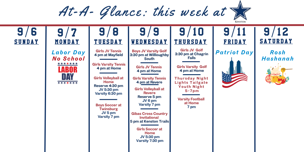 At-A-Glance the week of September 6, 2026