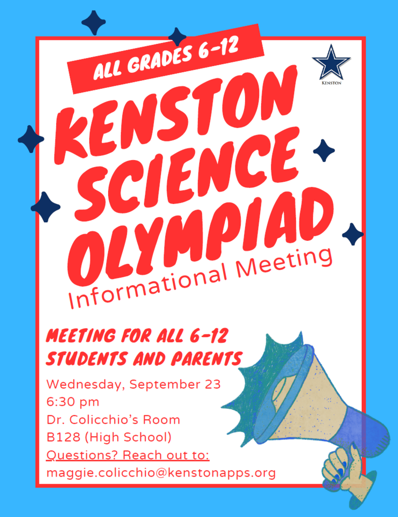 Kenston Science Olympiad Informational Parent and Student Meeting Announcement