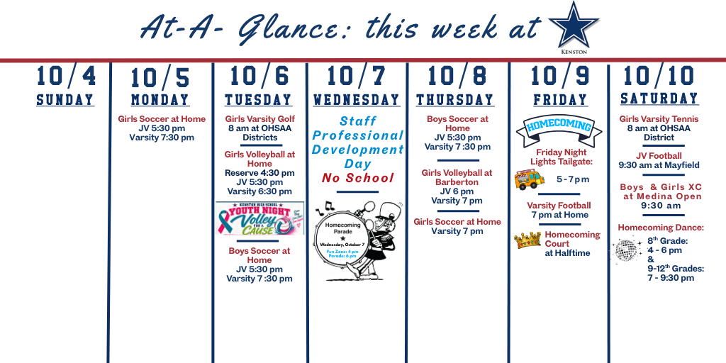 At - A- Glance activities week of 10/4