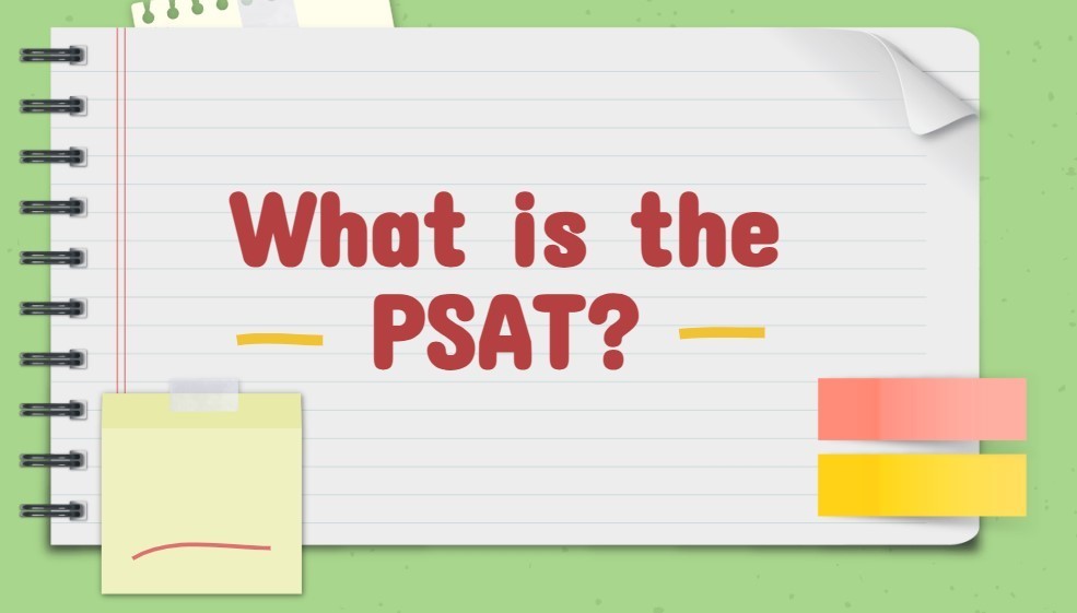 Word what is the PSAT Light green background with spiral notebook
