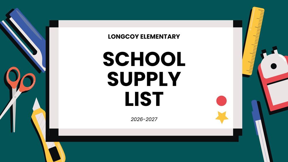 image of school supplies with title "school supply list 2026-2027"