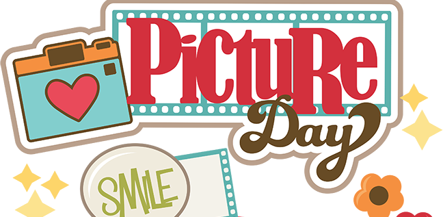 "Picture Day" written in read with a picture of a camera and the word "smile"