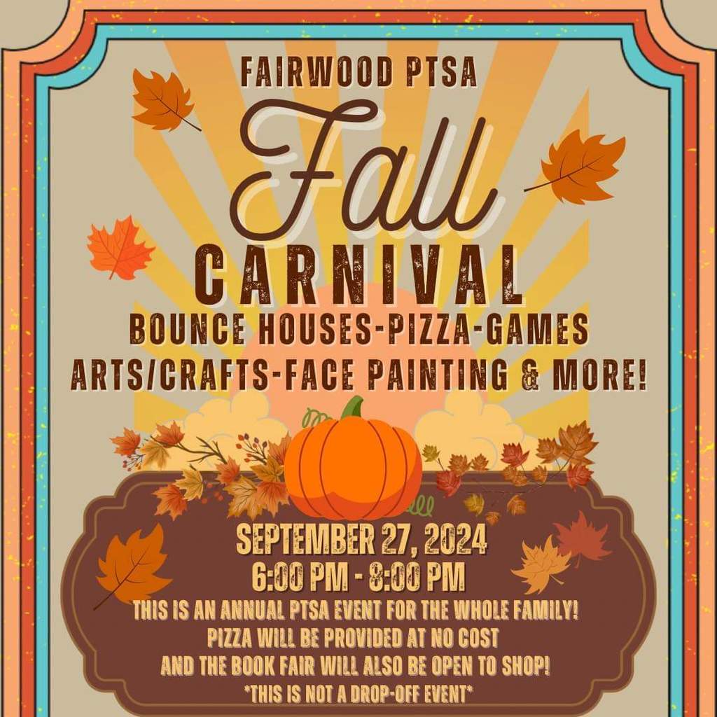 fall carnival 6-8 on Friday 9/27