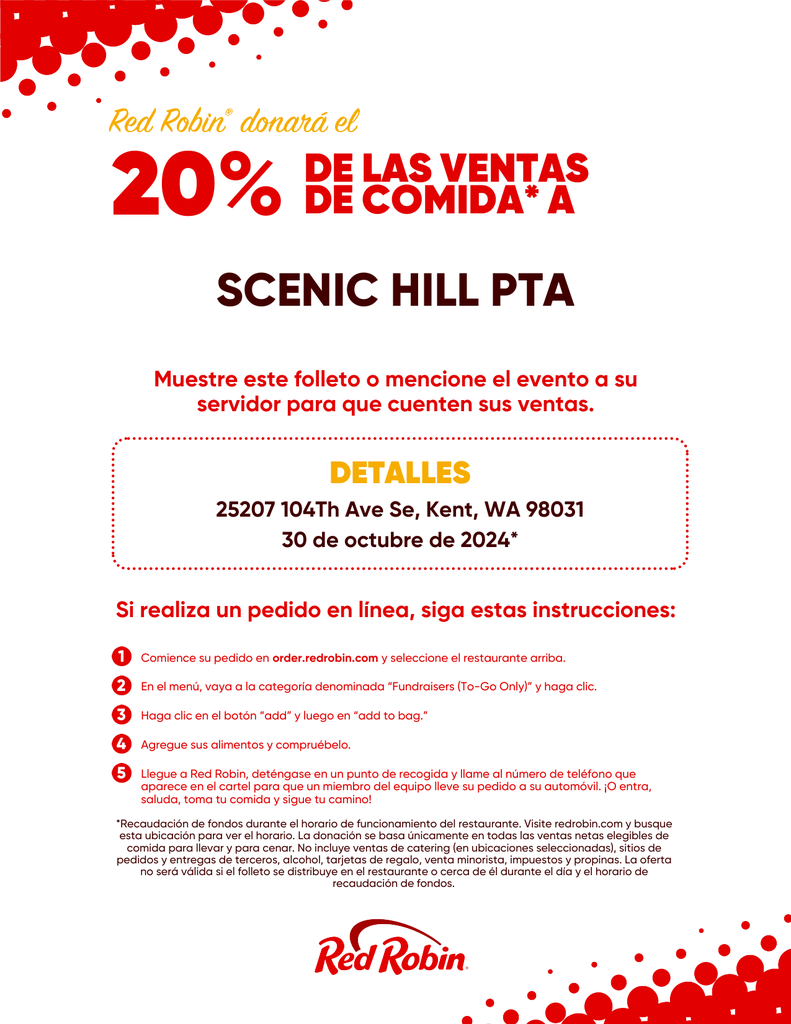 Scenic Hill PTA Fundraiser Flyer - Spanish
