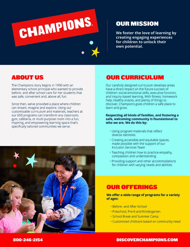 Champions Daycare fact sheet one