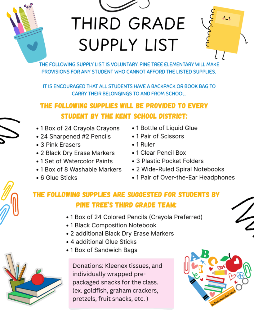 Third Grade Supply List