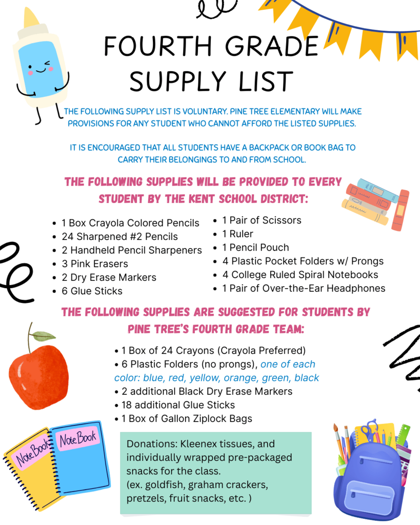 Fourth Grade Supply List