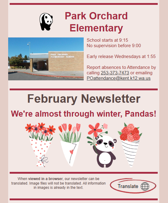 Screengrab of the first section of our digital February Newsletter