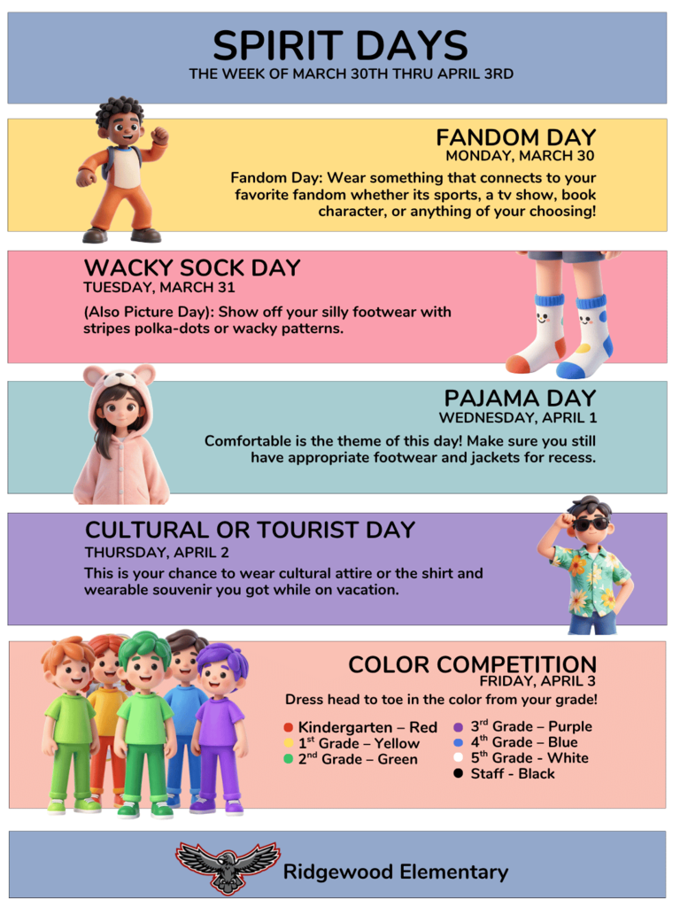 Spirit Days 3/30-4/03