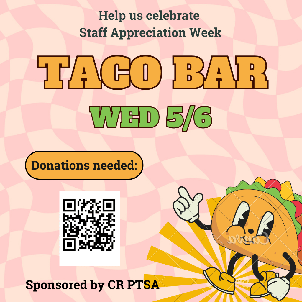 PTSA Sponsored-Please sign up to help us celebrate staff appreciation day- Wednesday 5/6!