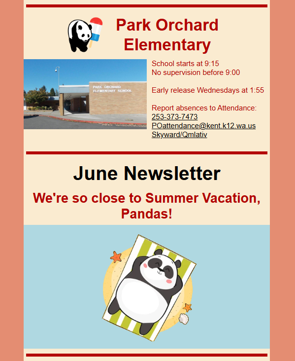 Screengrab of the first section of our digital June Newsletter