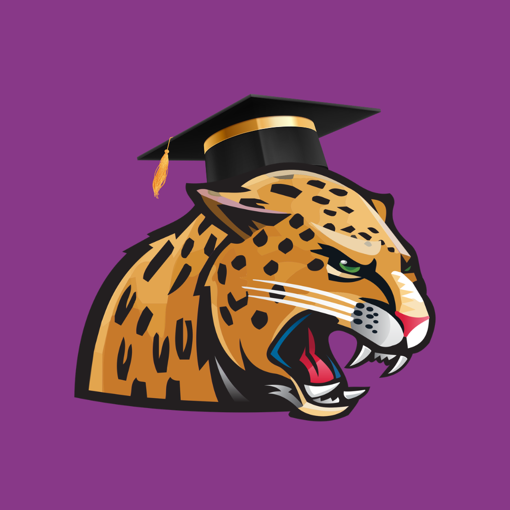 Jaguar wearing a Graduation cap