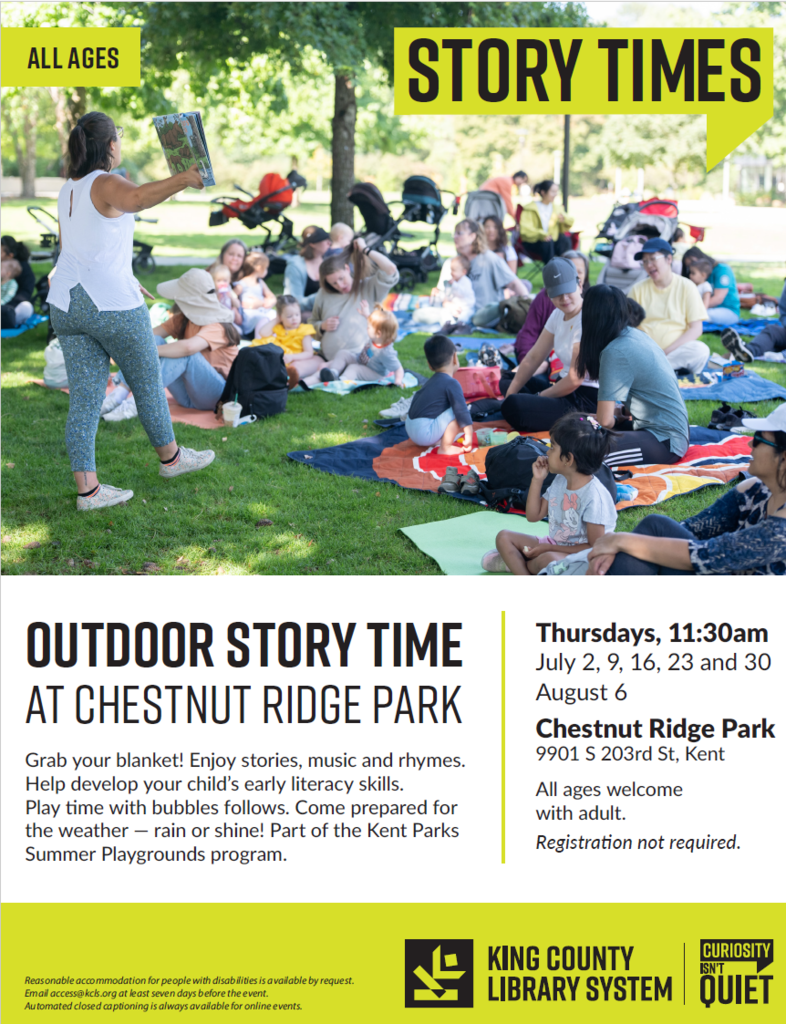 King County Library- Outdoor Story Time at Chestnut Ridge Park