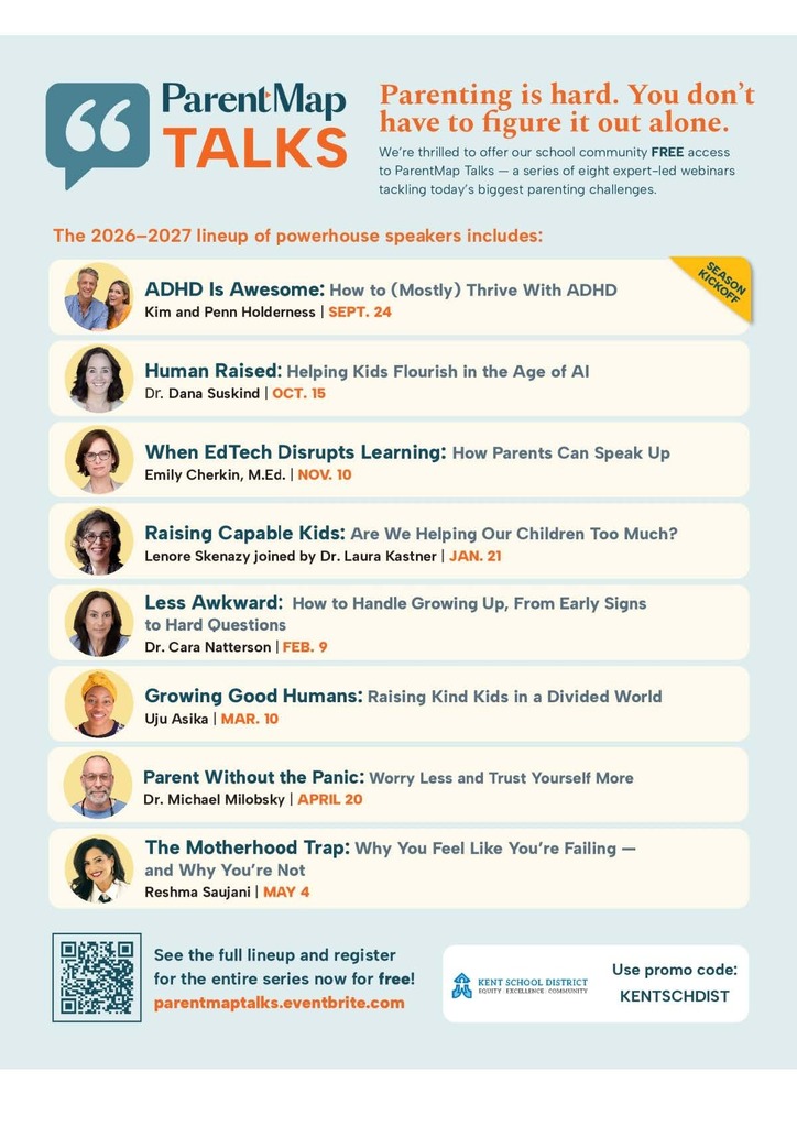 Flyer for ParentMap Talks
