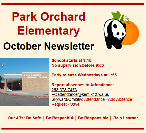 Screen grab of the beginning of the October digital newsletter.