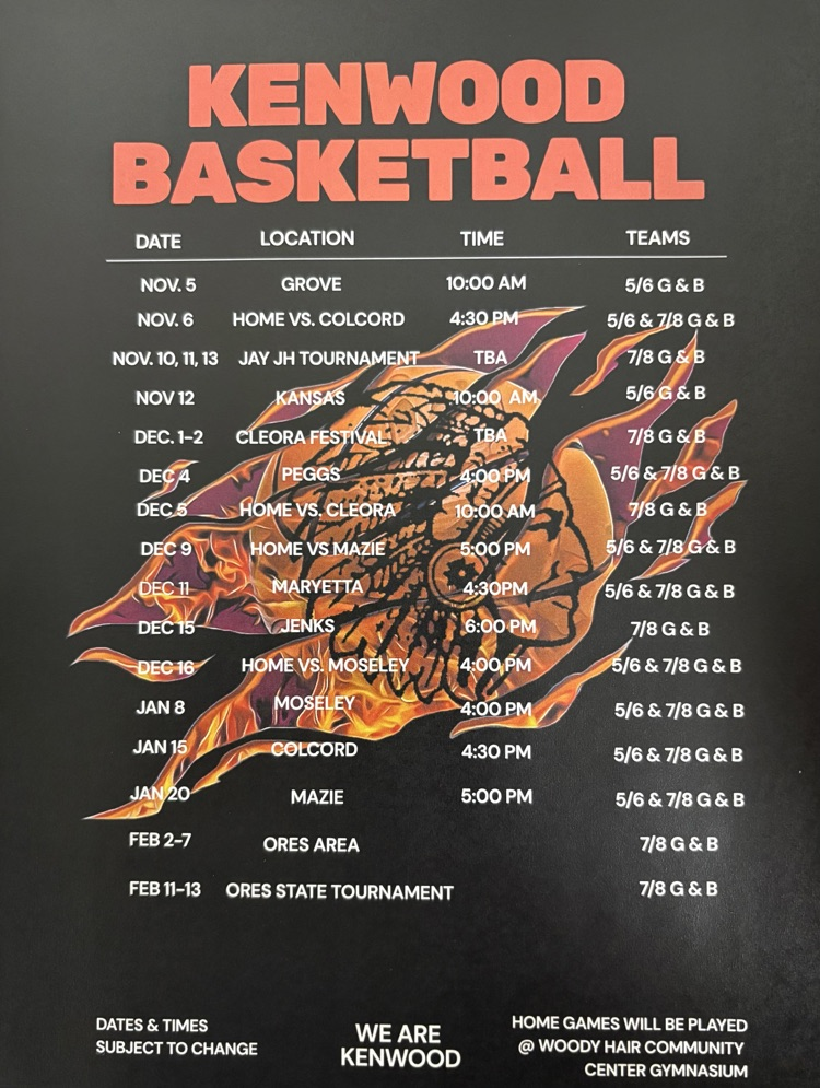 2025/26 5th-8th Grade Basketball Schedule.