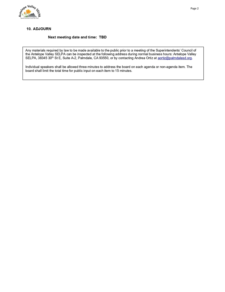 Superintendents' Council Agenda  Pg 2